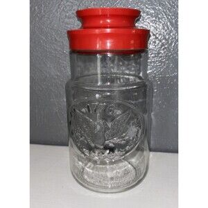 Maxwell House Coffee Glass Jar 1976 Anchor Hocking Canister Red Lid 1776 Flag